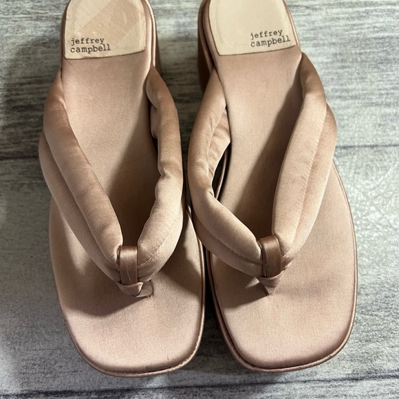 Free People Jeffrey Campbell Finley Satin Platform Sandal Thong Blush 7.5 - Picture 3 of 9